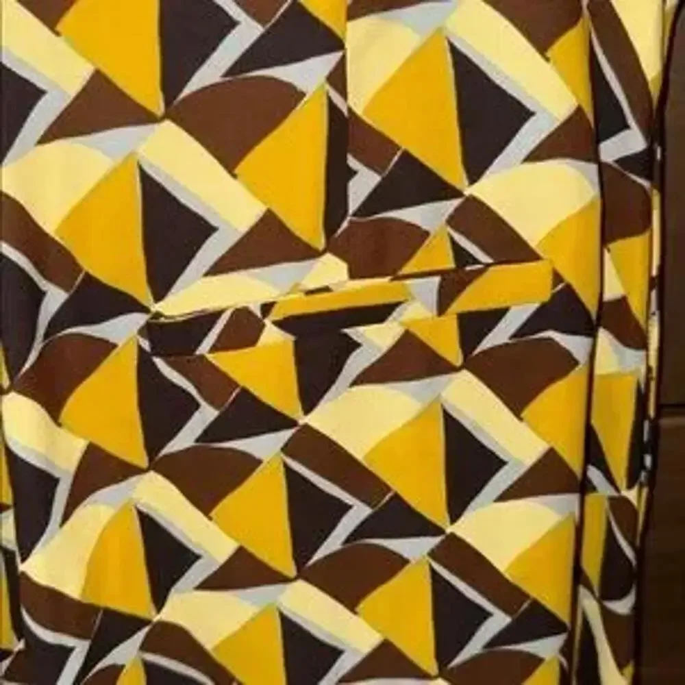 NWT Zara Geometric Yellow and Brown Patterned Pants Size M